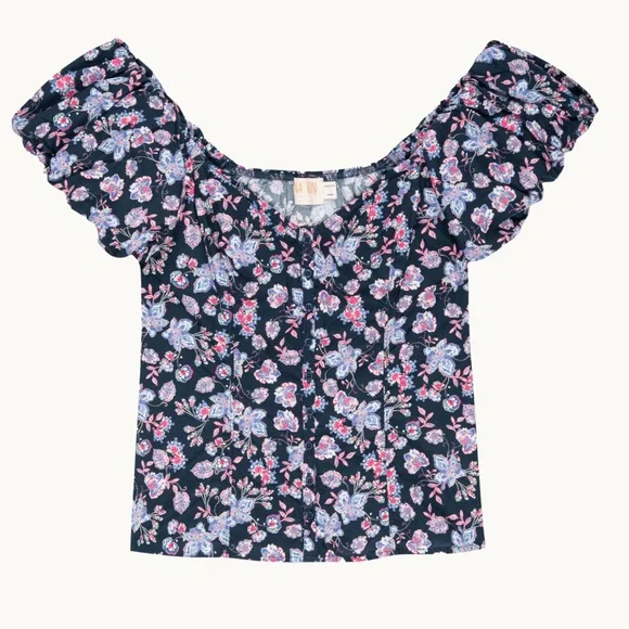 Nation Los Angeles Angel floral blouse top size XL - Picture 5 of 12